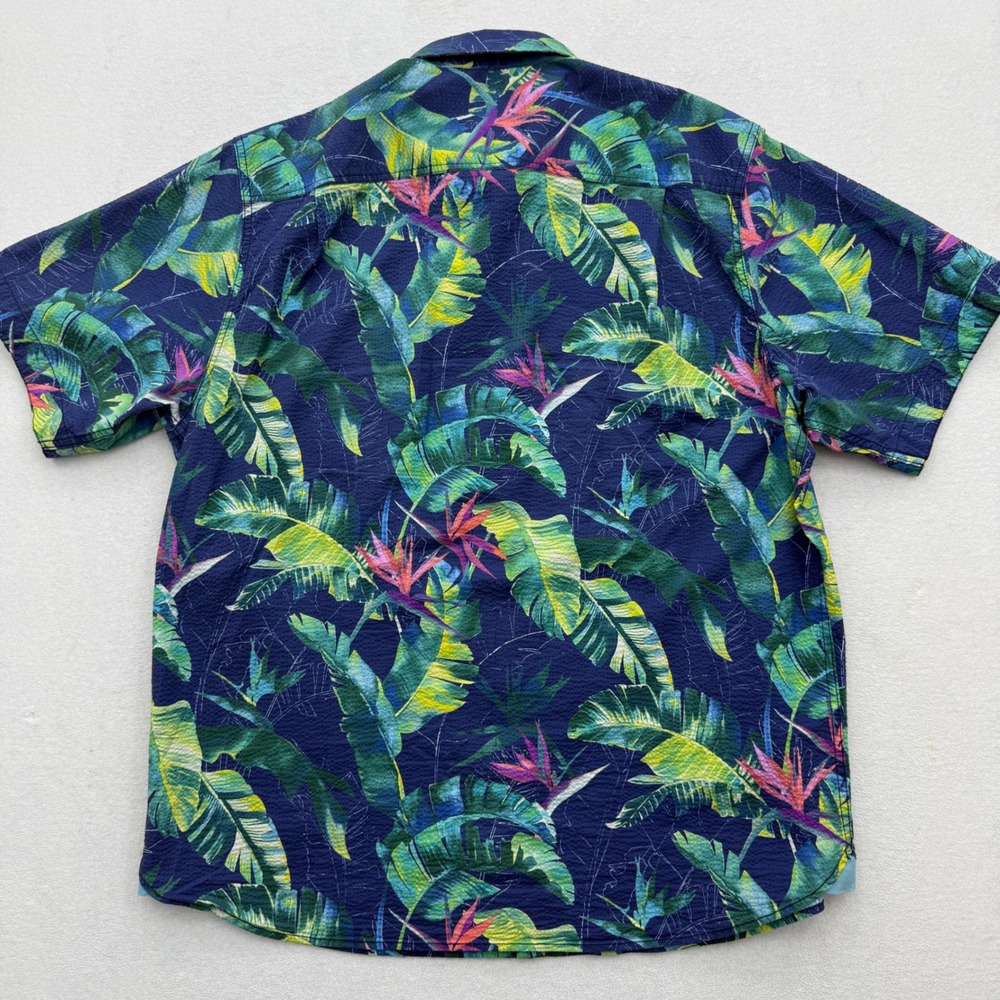 Tommy Bahama Nova Wave Shirt Mens L Blue Tropical Bird of Paradise Seersucker - Picture 7 of 9